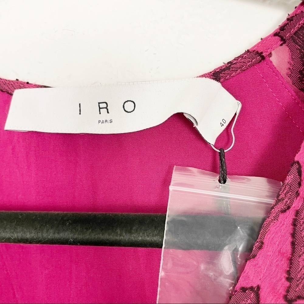 IRO Tiestina Leopard Print Mini Dress Red Pink Party Evening Long Sleeve Wrap - Picture 4 of 14